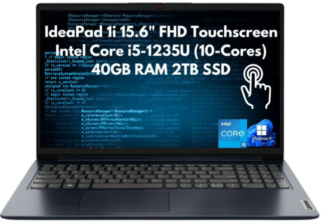 New Lenovo IdeaPad 1i 15.6" FHD Touch Core i5-1235U 40GB 2TB SSD Cam Windows 11