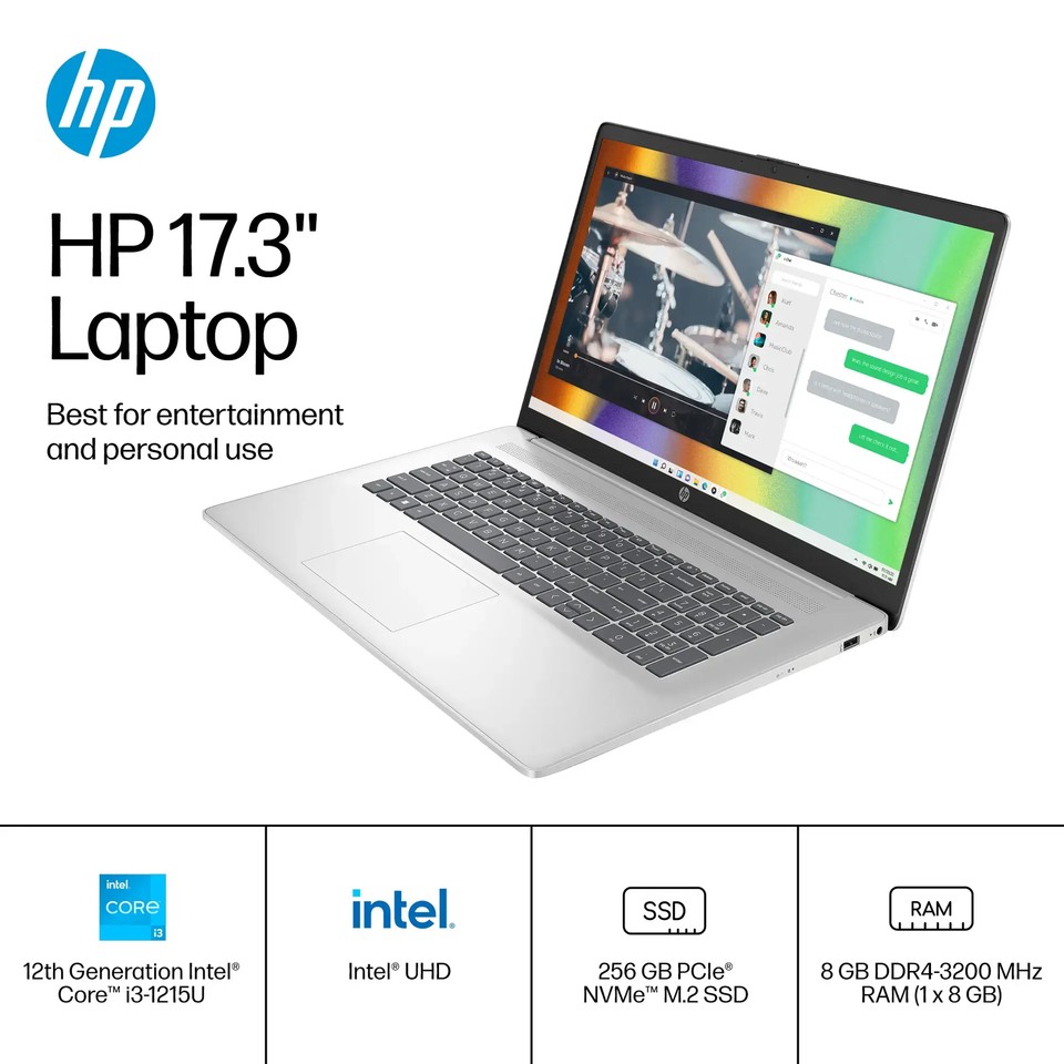 HP 17.3" FHD Student Laptop 6-Core i3-1215U 8GB 256GB PCIe SSD Webcam Windows 11 - Image 2