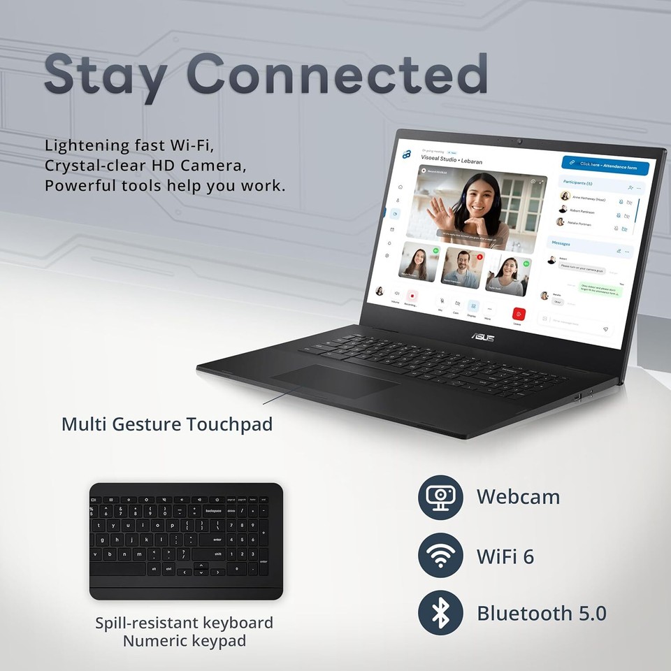 ASUS Chromebook CX1 17.3" FHD Celeron N4500 4GB 128GB eMMC Cam Chrome OS - Image 5