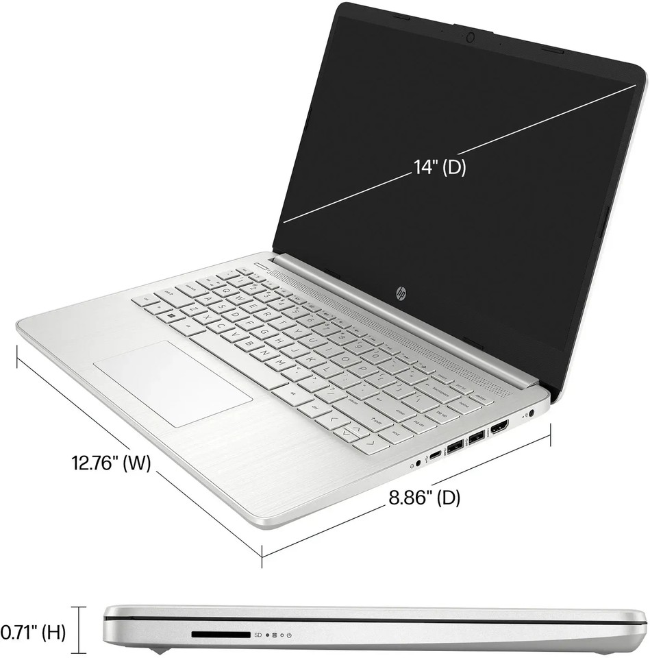 New HP Laptop 14" HD Intel Celeron N4120 8GB 128GB eMMC +MicroSD Office Silver - Image 10