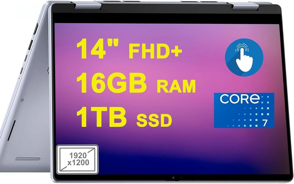 New Dell Inspiron 7440 2-in-1 14" FHD+ Touch Core 7 150U 16GB 1TB SSD Cam FPR
