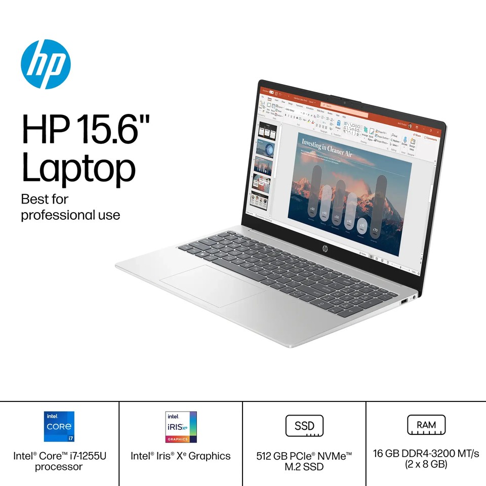New HP 15.6" FHD Touchscreen Core i7-1255U 16GB 512GB PCIe SSD Webcam Windows 11 - Image 2