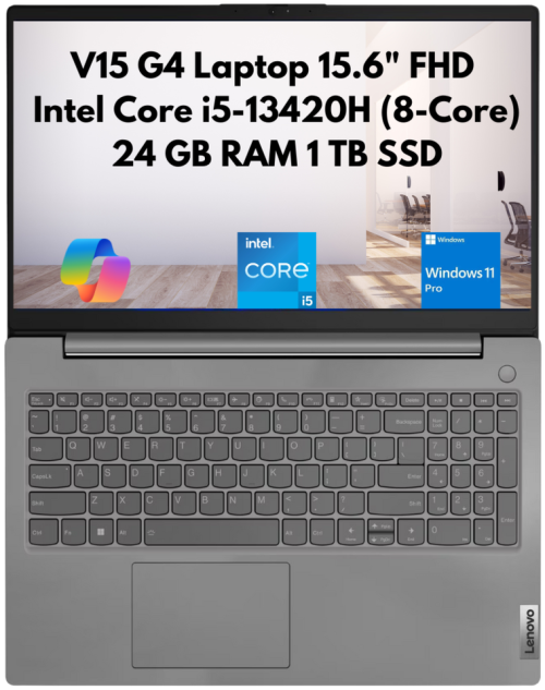 New Lenovo V15 Gen 4 15.6" FHD 8-Core i5-13420H 24GB 1TB SSD Webcam Win 11 Pro