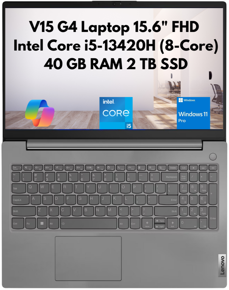 New Lenovo V15 Gen 4 15.6" FHD 8-Core i5-13420H 40GB 2TB SSD Webcam Win 11 Pro