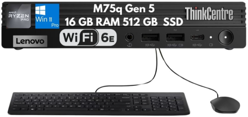 Lenovo ThinkCentre M75q Gen 5 Tiny 8-Core Ryzen 7 PRO 8700GE 16GB 512GB WiFi 6E