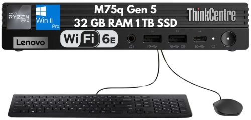 Lenovo ThinkCentre M75q Gen 5 Tiny 8-Core Ryzen 7 PRO 8700GE 32GB 1TB WiFi 6E