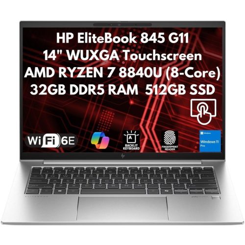 New HP EliteBook 845 G11 14" WUXGA Touch Ryzen 7 8840U 32GB 512GB SSD IR Cam FPR