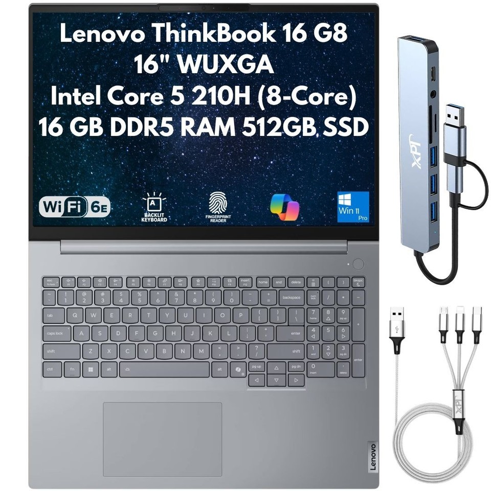 Lenovo ThinkBook G8 16" WUXGA 8-Core 5 210H 16GB 512GB SSD Cam FPReader Win11Pro