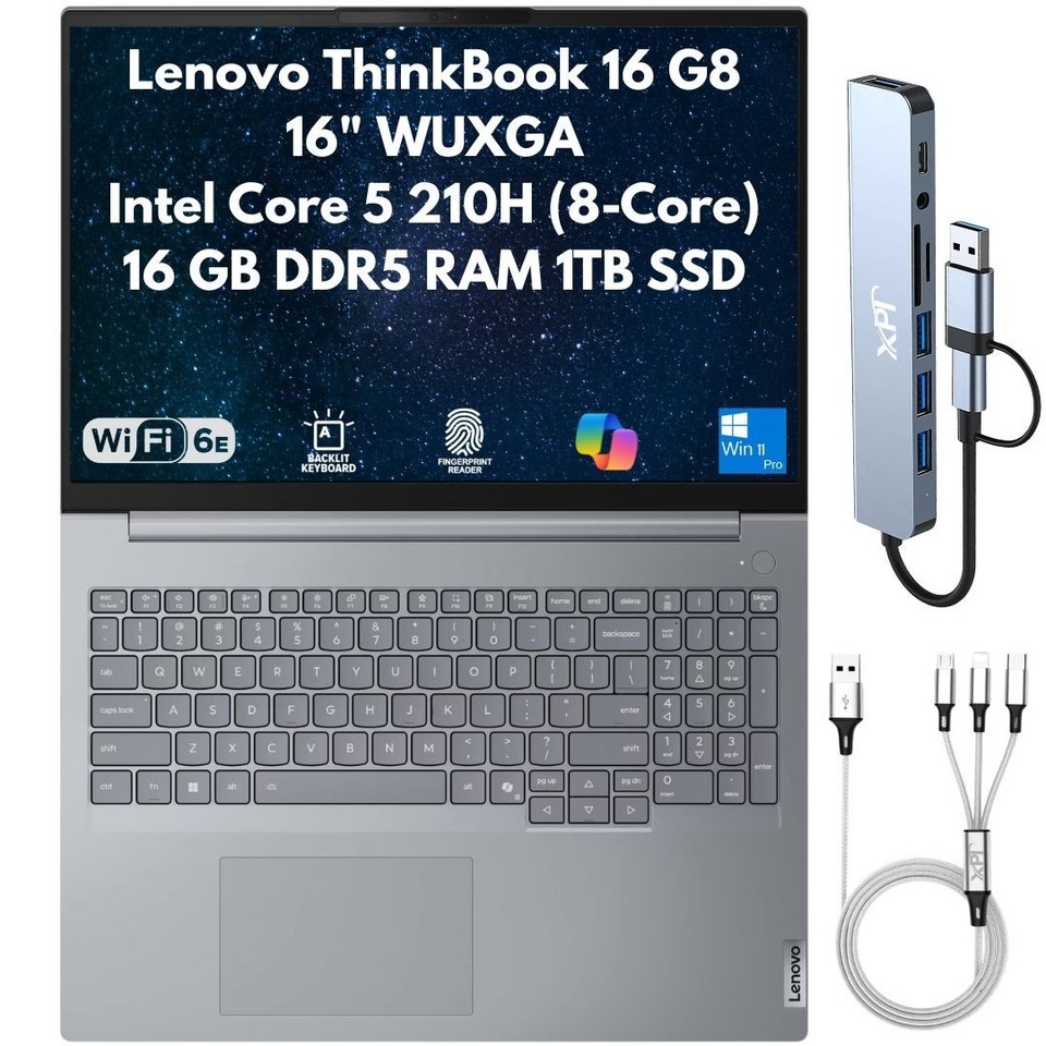 New Lenovo ThinkBook G8 16" WUXGA 8-Core 5 210H 16GB 1TB SSD Cam FPReader W11Pro
