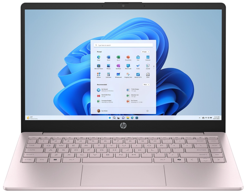 HP Laptop 14" HD Quad-Core Intel N150 4GB RAM 128GB UFS Webcam Windows 11 Pink