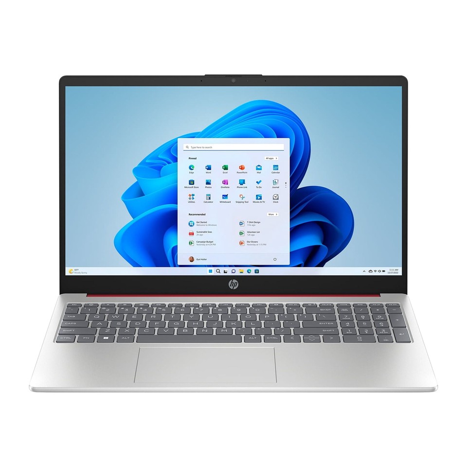 HP 15 Laptop 15.6" HD Pentium Quad-Core N200 16GB 128GB SSD Webcam Win 10 S Red