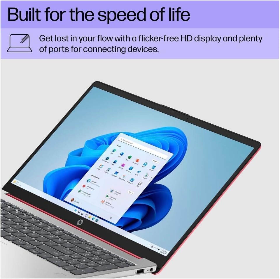 HP 15 Laptop 15.6" HD Pentium Quad-Core N200 16GB 128GB SSD Webcam Win 10 S Red - Image 5