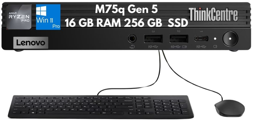 Lenovo ThinkCentre M75q Gen 5 Tiny Ryzen 7 PRO 8700GE 16GB 256GB Kybd Mouse W11P