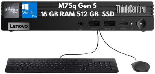Lenovo ThinkCentre M75q Gen 5 Tiny Ryzen 7 PRO 8700GE 16GB 512GB Kybd Mouse W11P