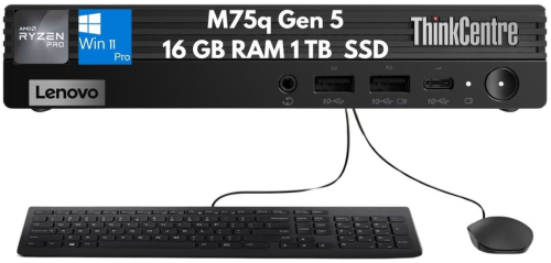 Lenovo ThinkCentre M75q Gen 5 Tiny Ryzen 7 PRO 8700GE 16GB 1TB Kybd Mouse W11P