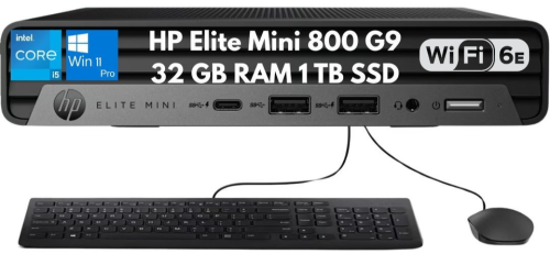 HP Elite Mini 800 G9 Desktop 6-Core i5-12500T 32GB 1TB SSD Wi-Fi 6E Kybd Mouse