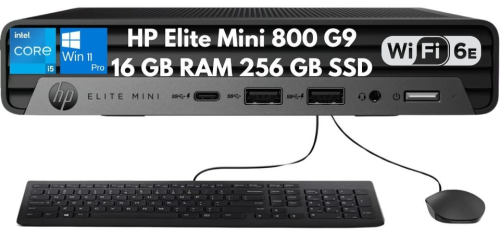 HP Elite Mini 800 G9 Desktop 6-Core i5-12500T 16GB 256GB SSD Wi-Fi 6E Kybd Mouse