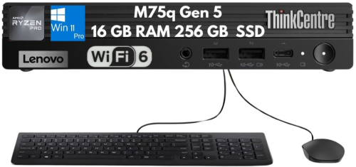 Lenovo ThinkCentre M75q Gen 5 Tiny Ryzen 7 PRO 8700GE 16GB 256GB Kybd Mouse WIFI