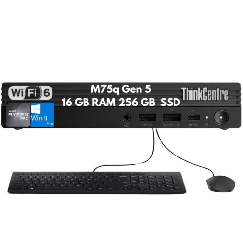 Lenovo ThinkCentre M75q Gen 5 Tiny Ryzen 7 PRO 8700GE 16GB 256GB Kybd Mouse WIFI