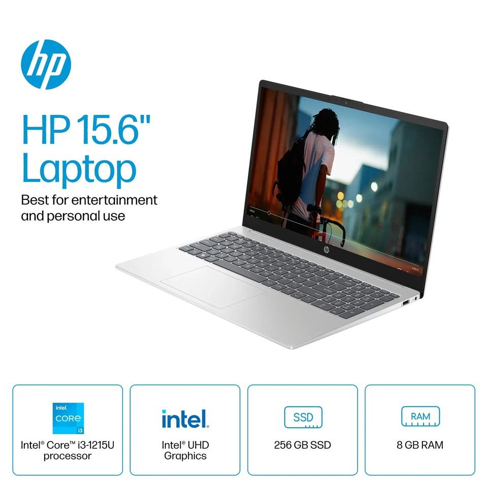 HP 15.6" HD Touch Laptop 6-Core i3-1215U 8GB 256GB PCIe SSD Webcam Windows 11 - Image 3