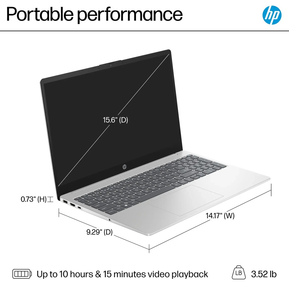 HP 15.6" HD Touch Laptop 6-Core i3-1215U 8GB 256GB PCIe SSD Webcam Windows 11 - Image 6