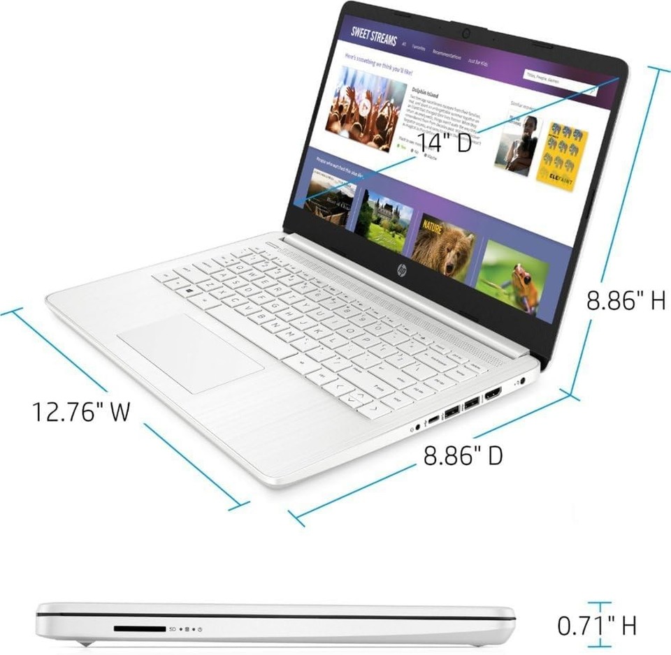 HP Laptop 14" HD Intel N4500 4GB RAM 64GB eMMC Webcam Office 365 Win 11 S White - Image 7