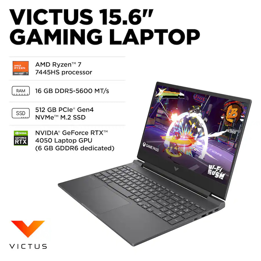 HP Victus Gaming 15.6" 144Hz FHD Ryzen 7 7445HS 16GB 512GB SSD RTX 4050 Win 11 - Image 3
