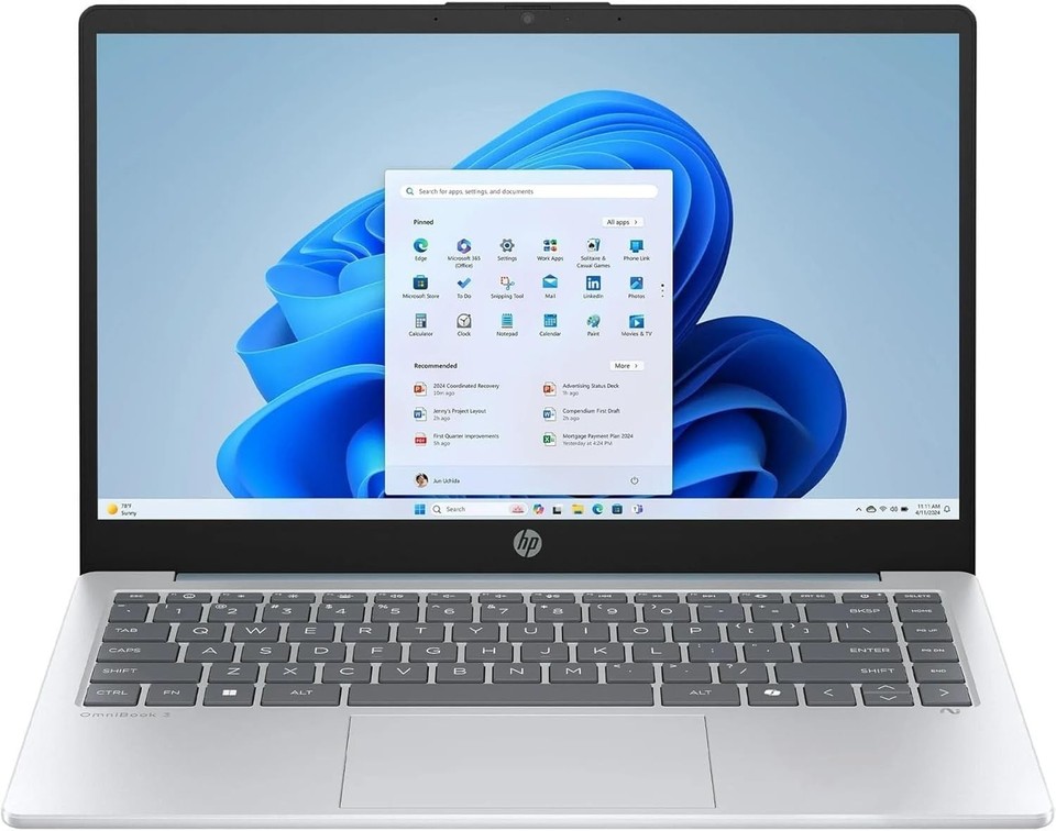 HP Laptop 14" HD AMD Athlon 7 120U 4GB RAM 128GB UFS Webcam Wi-Fi Win 11 S Blue - Image 2