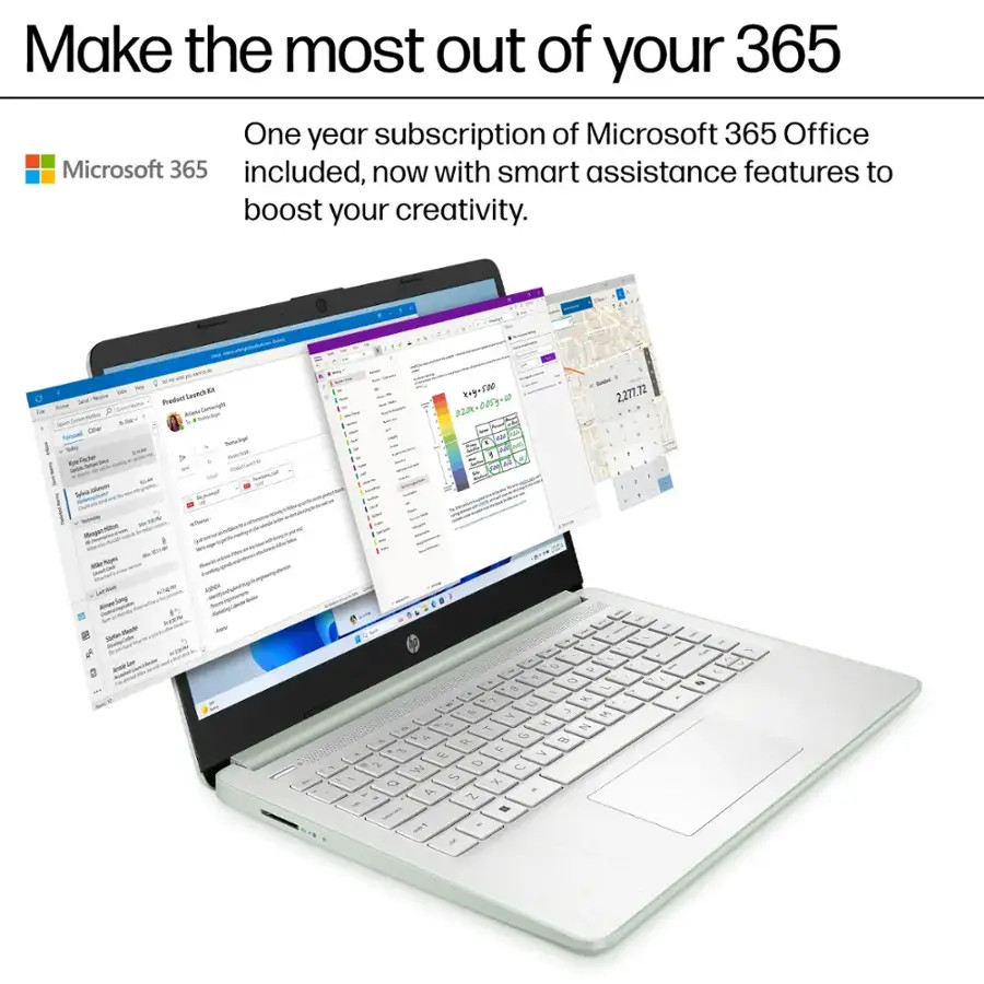 New HP Laptop 14" HD Intel N150 4GB 128GB UFS Webcam Office 365 Win 11 S Green - Image 7