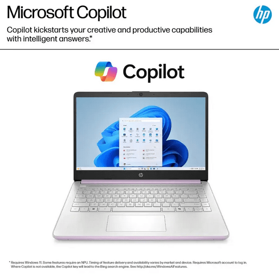 New HP Laptop 14" HD Intel N150 4GB 128GB UFS Webcam Office 365 Win 11 Lavender - Image 6