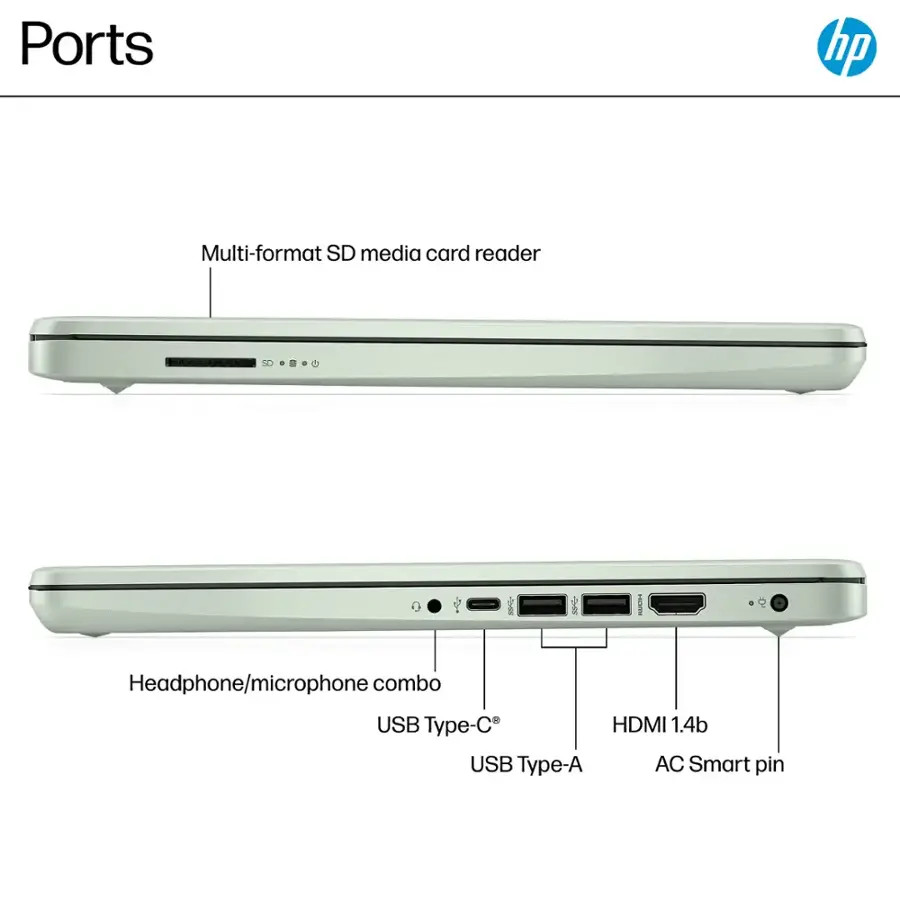 New HP Laptop 14" HD Intel N150 4GB 128GB UFS Webcam Office 365 Win 11 S Green - Image 9