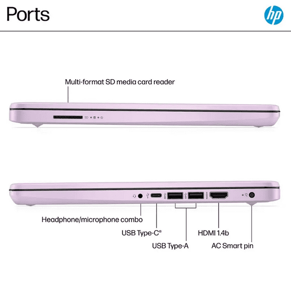 HP Laptop 14" HD Intel N150 4GB 128GB UFS Webcam Office 365 Win 11 Lavender - Image 4