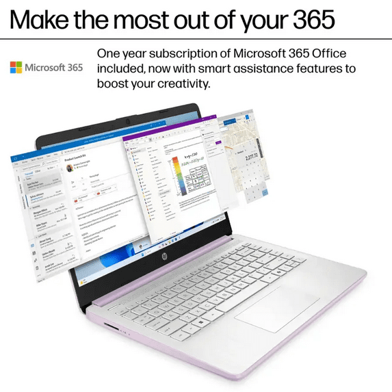 HP Laptop 14" HD Intel N150 4GB 128GB UFS Webcam Office 365 Win 11 Lavender - Image 5